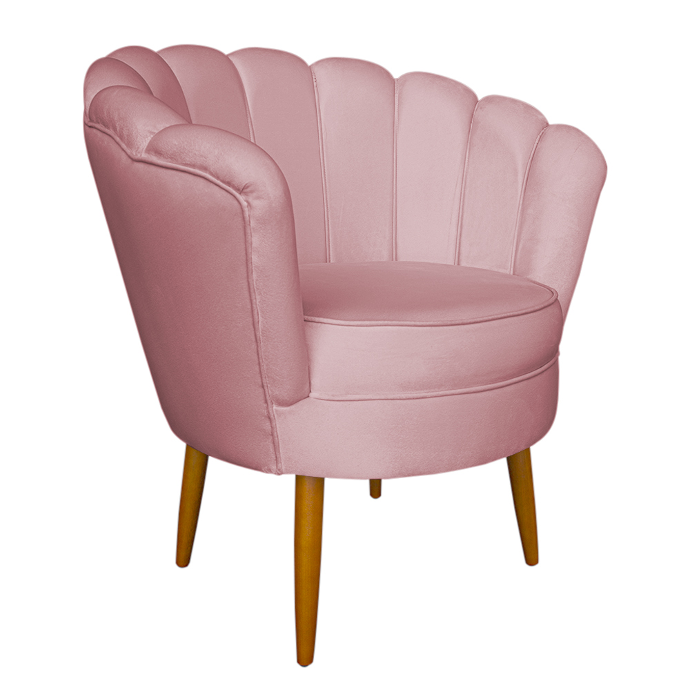 Poltrona Decorativa Sala de Estar Pétala Veludo Rosa - Montanaris Decor