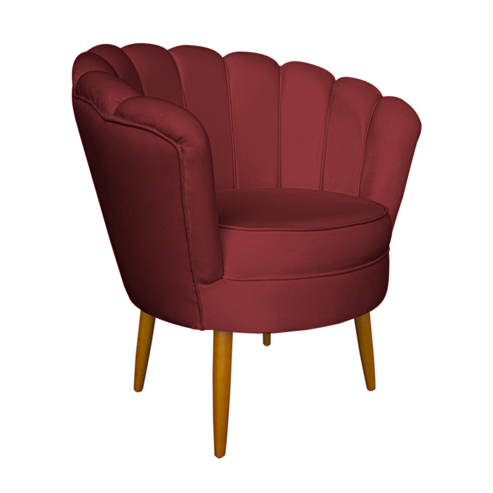 Poltrona Decorativa Sala de Estar Pétala Veludo Vermelho - Montanaris Decor