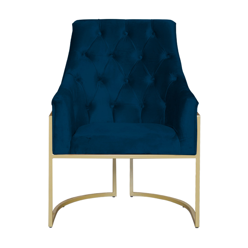 Poltrona Decorativa Vick Veludo Azul Marinho - Montanaris Decor