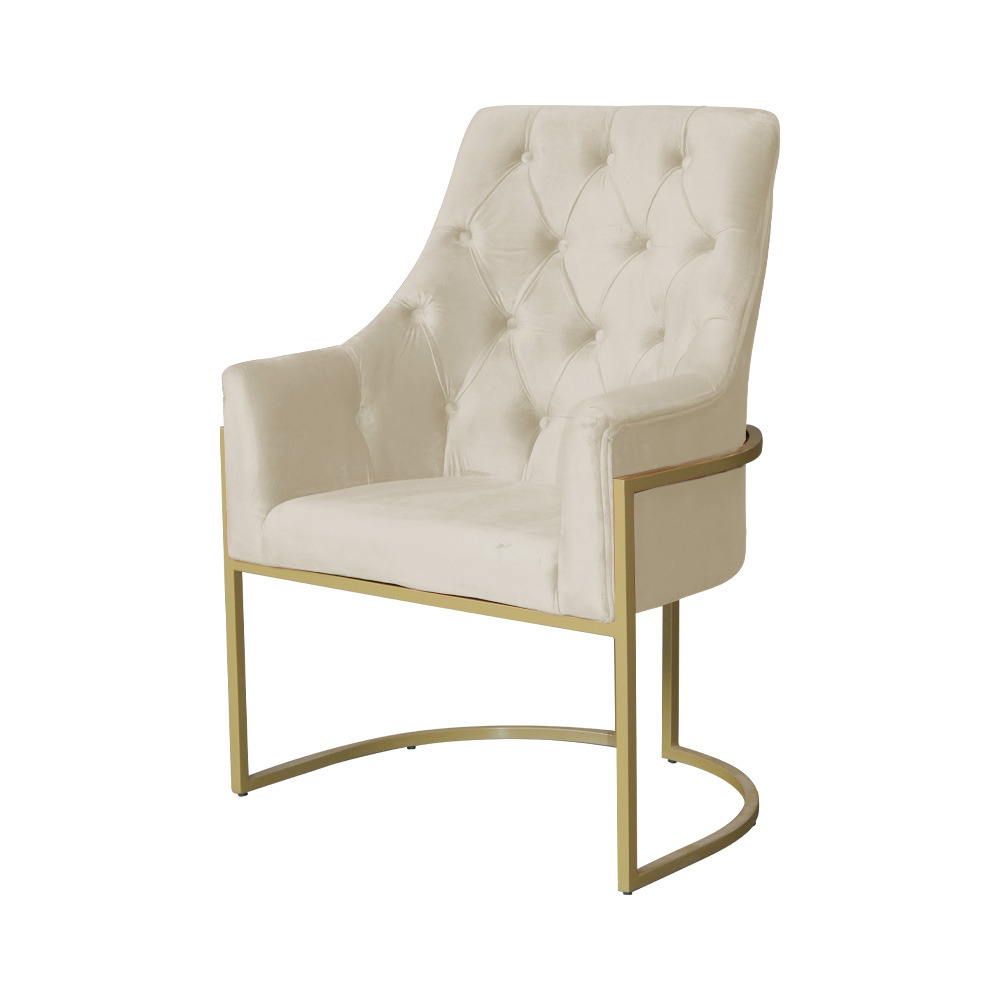 Poltrona Decorativa Vick Veludo Bege  - Montanaris Decor