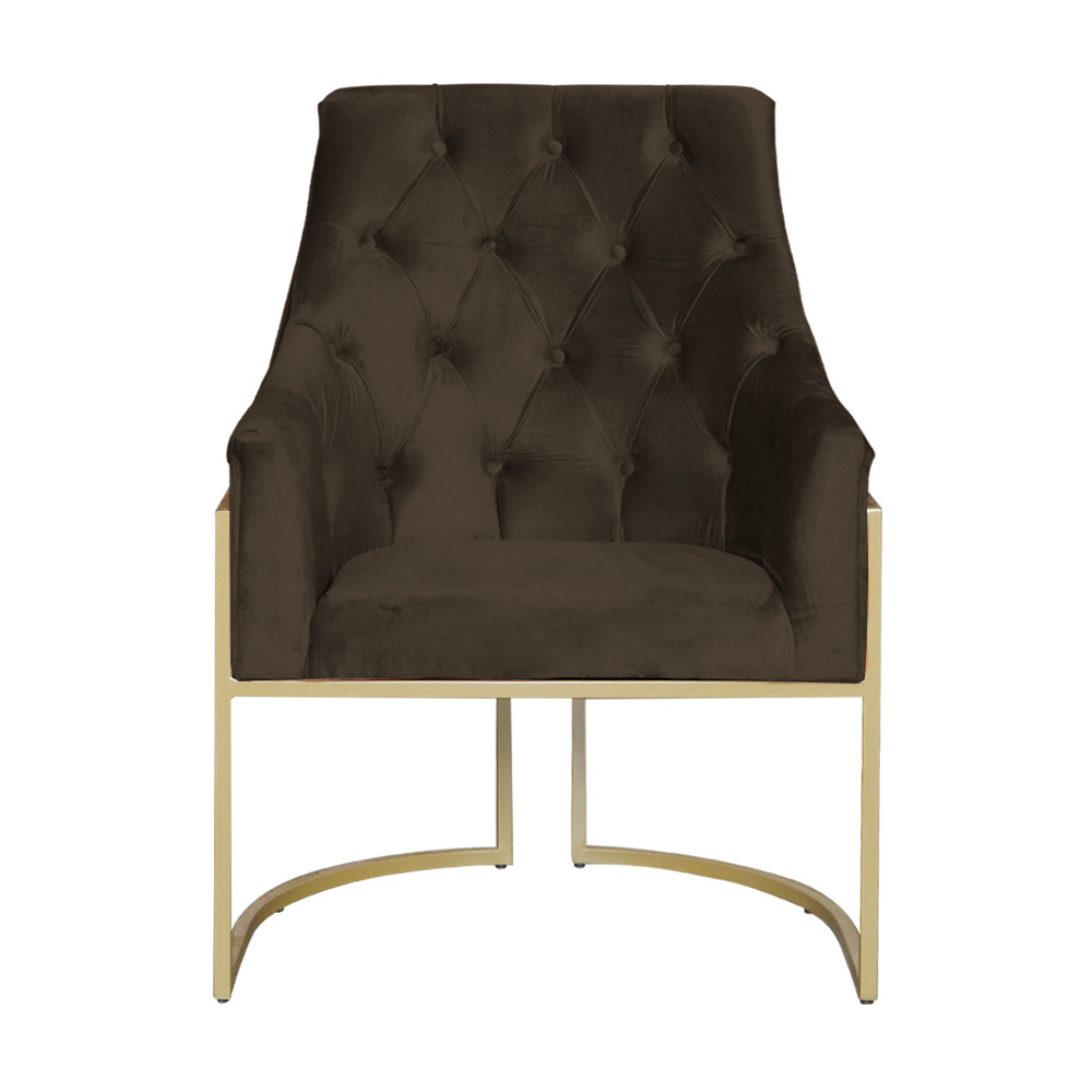 Poltrona Decorativa Vick Veludo Marrom - Montanaris Decor