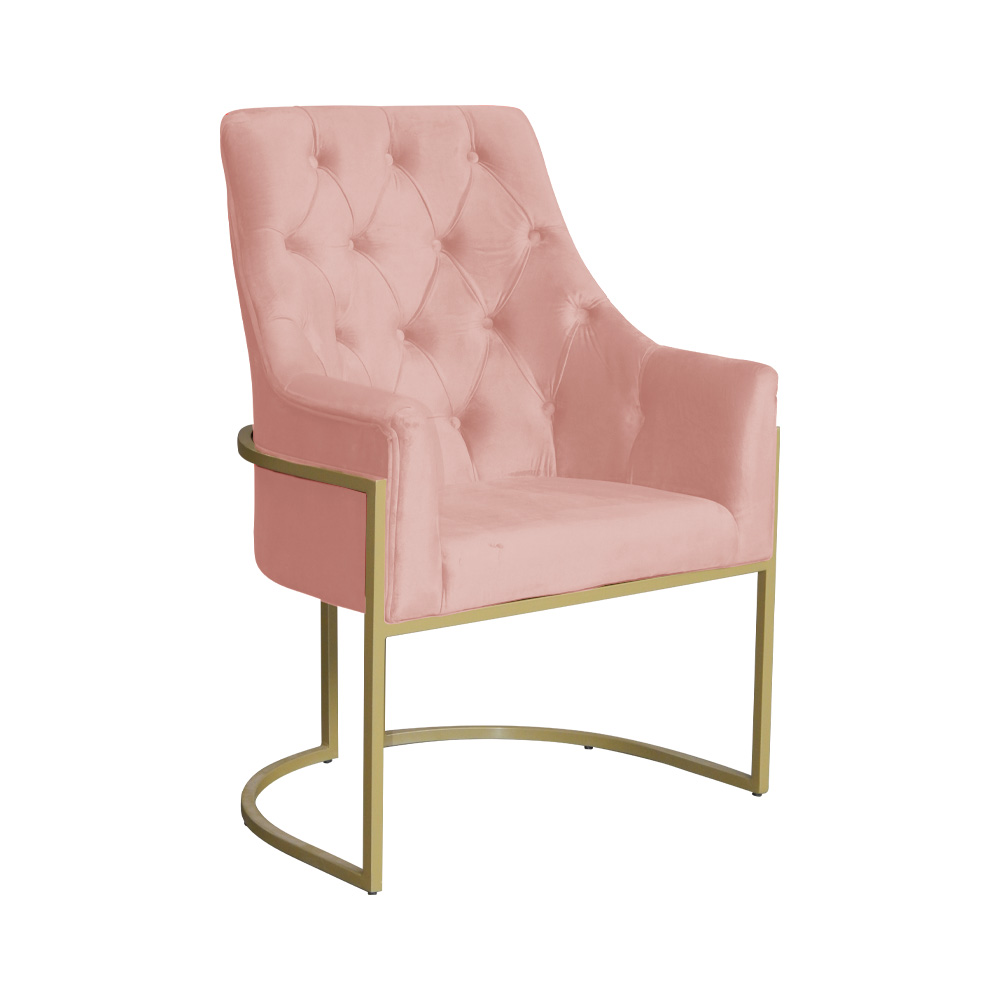 Poltrona Decorativa Vick Veludo Rosa - Montanaris Decor