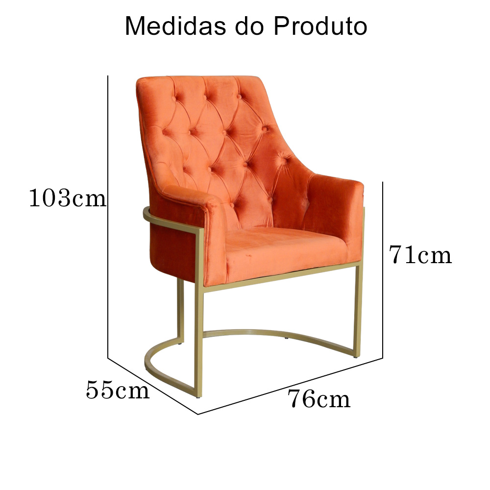 Poltrona Decorativa Vick Veludo Terracota - Montanaris Decor
