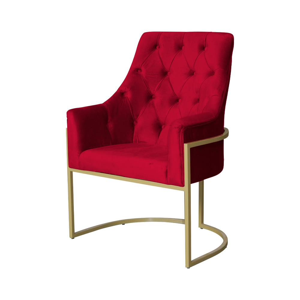 Poltrona Decorativa Vick Veludo Vermelho - Montanaris Decor