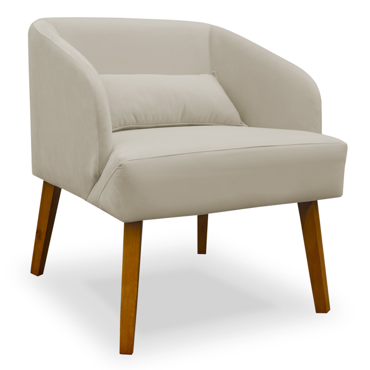Poltrona Decorativa Virgínia Veludo Bege - Montanaris Decor