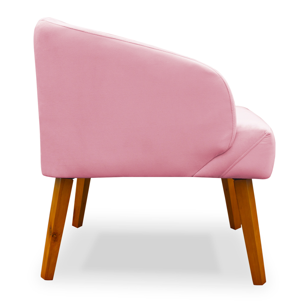 Poltrona Decorativa Virgínia Veludo Rosa - Montanaris Decor