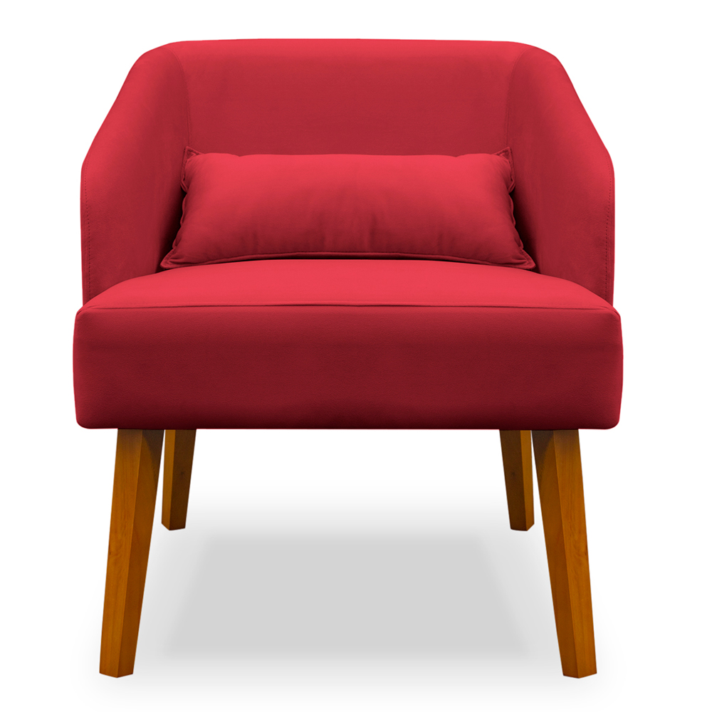 Poltrona Decorativa Virgínia Veludo Vermelho - Montanaris Decor