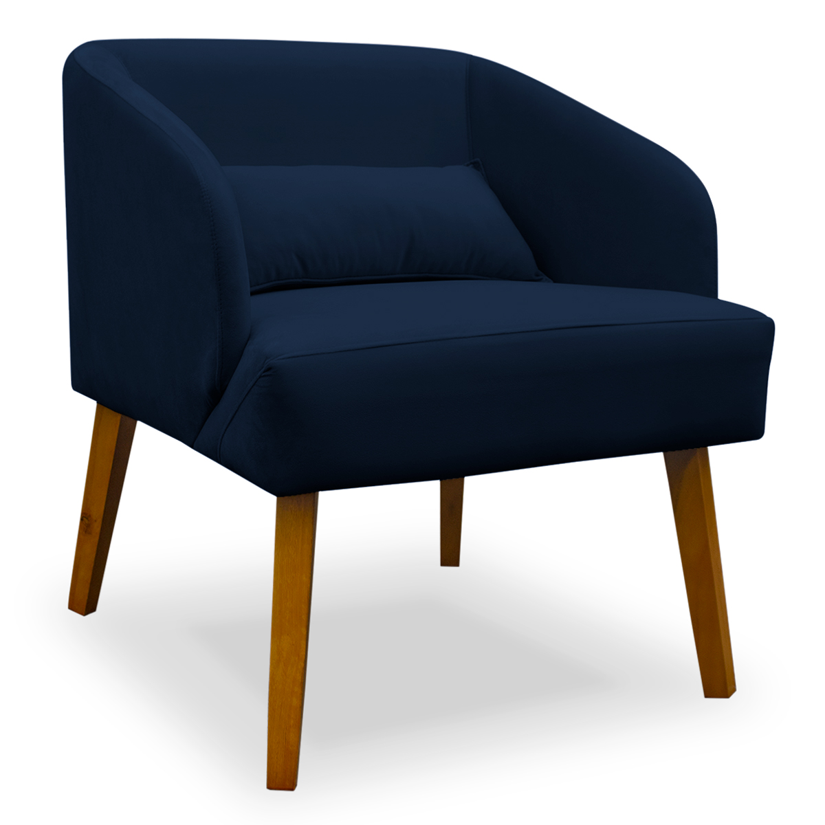 Poltrona Decorativa com Puff Virgínia Veludo Azul Marinho - Montanaris Decor