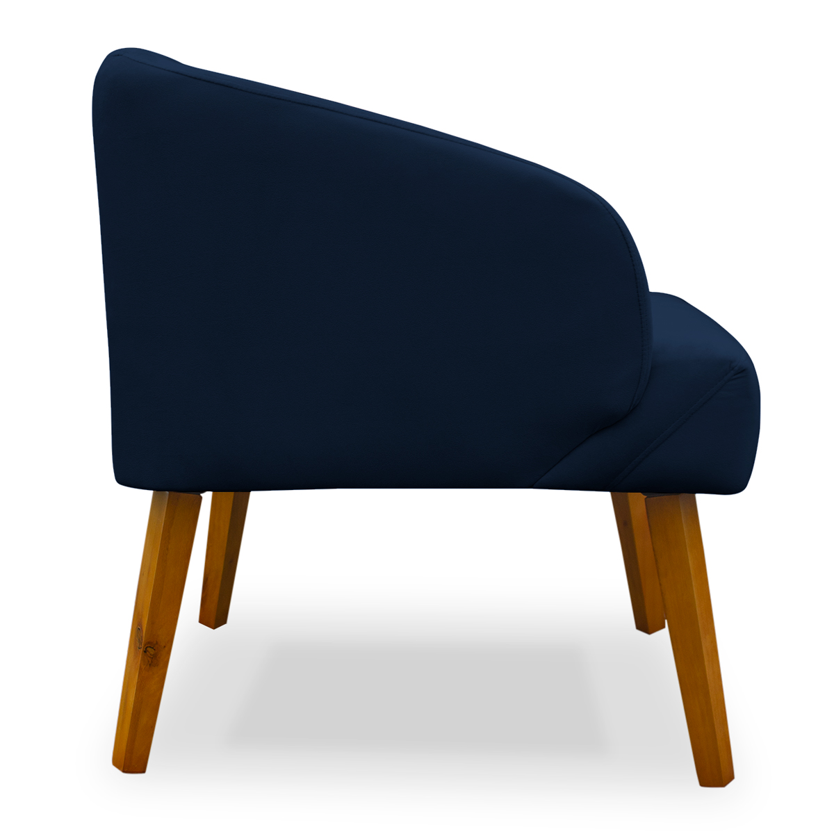 Poltrona Decorativa com Puff Virgínia Veludo Azul Marinho - Montanaris Decor
