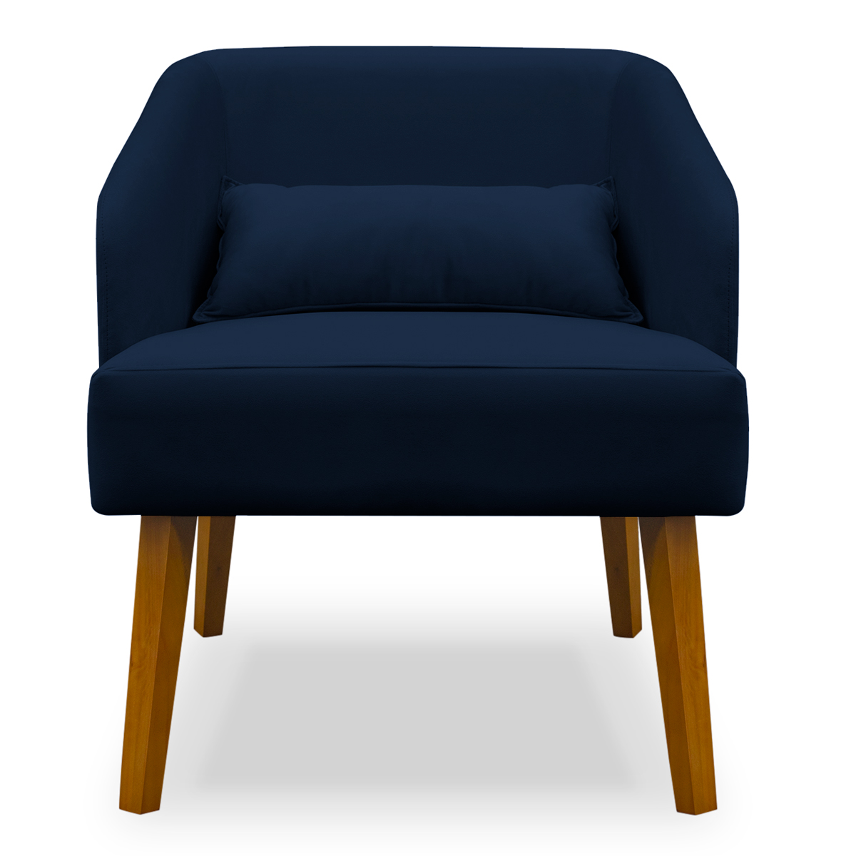 Poltrona Decorativa com Puff Virgínia Veludo Azul Marinho - Montanaris Decor