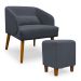 Poltrona Decorativa com Puff Virgínia Veludo Cinza - Montanaris Decor