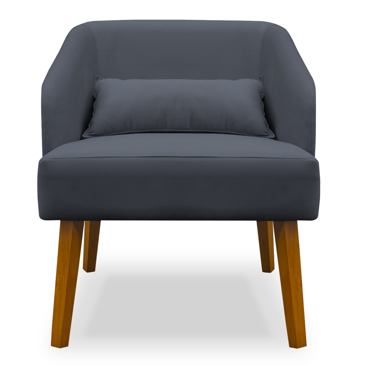 Poltrona Decorativa com Puff Virgínia Veludo Cinza - Montanaris Decor