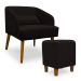 Poltrona Decorativa com Puff Virgínia Veludo Marrom - Montanaris Decor