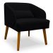 Poltrona Decorativa com Puff Virgínia Veludo Preto - Montanaris Decor