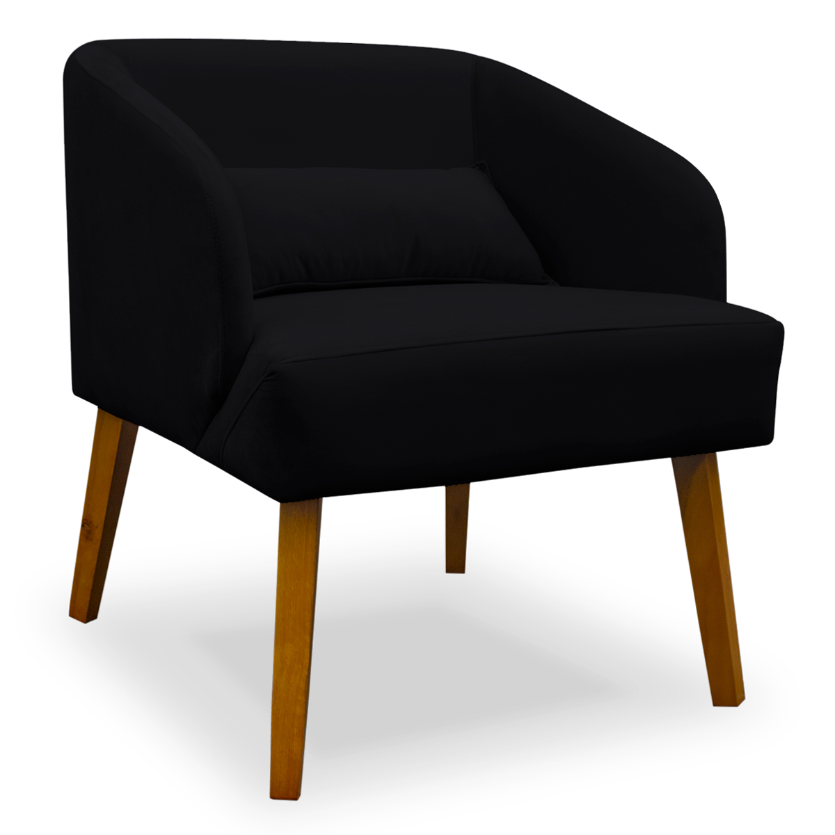 Poltrona Decorativa com Puff Virgínia Veludo Preto - Montanaris Decor