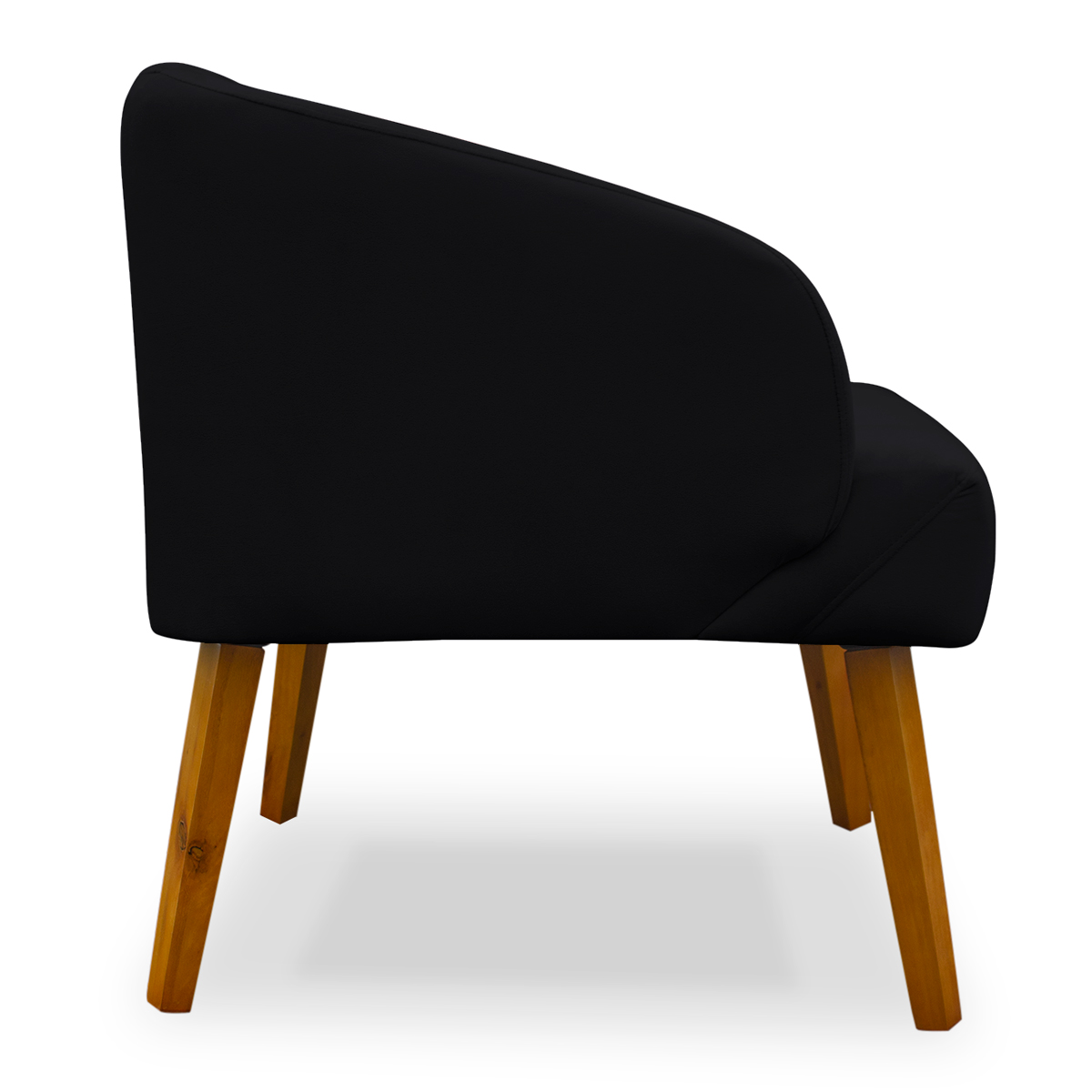 Poltrona Decorativa com Puff Virgínia Veludo Preto - Montanaris Decor