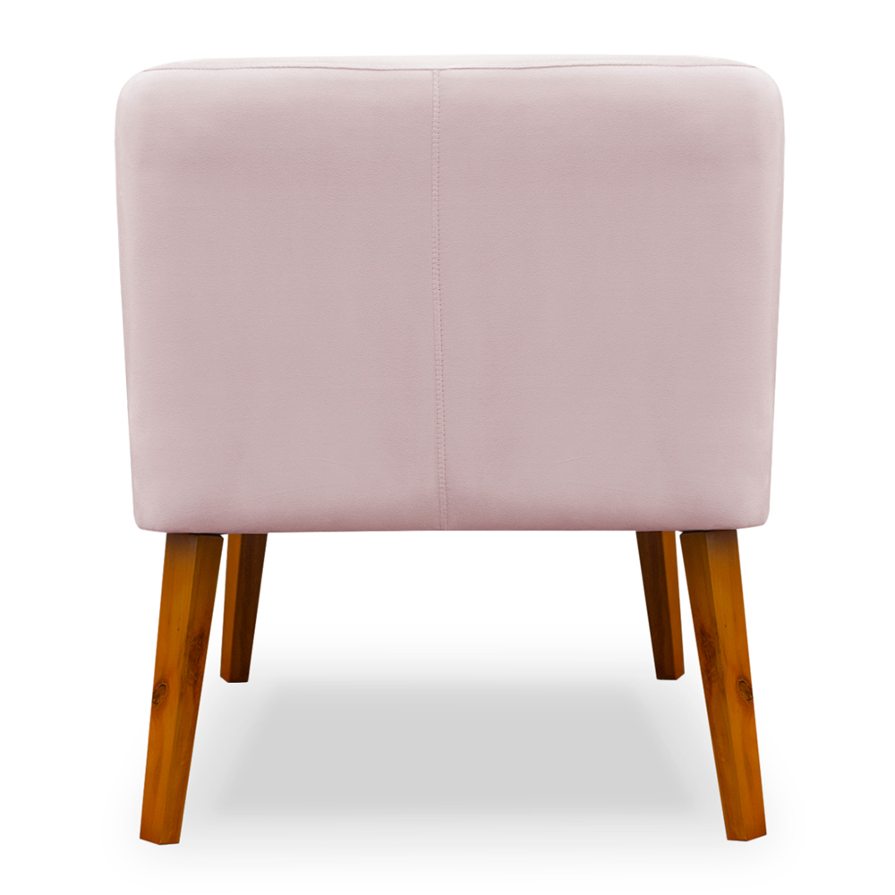 Poltrona Decorativa com Puff Virgínia Veludo Rosê  - Montanaris Decor