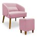 Poltrona Decorativa com Puff Virgínia Veludo Rosa - Montanaris Decor