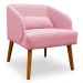 Poltrona Decorativa com Puff Virgínia Veludo Rosa - Montanaris Decor