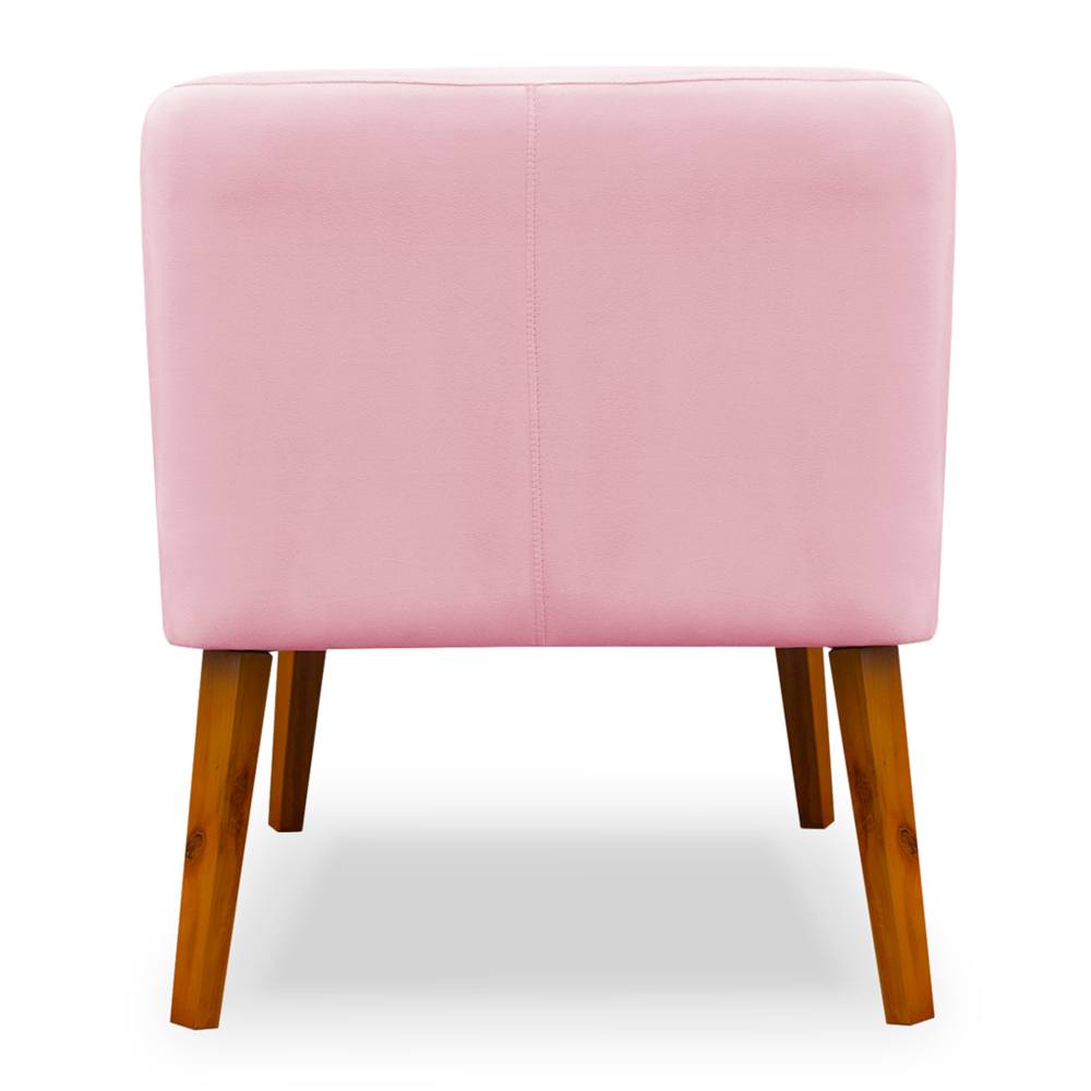 Poltrona Decorativa com Puff Virgínia Veludo Rosa - Montanaris Decor