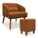 Poltrona Decorativa com Puff Virgínia Veludo Terracota - Montanaris Decor