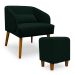 Poltrona Decorativa com Puff Virgínia Veludo Verde - Montanaris Decor