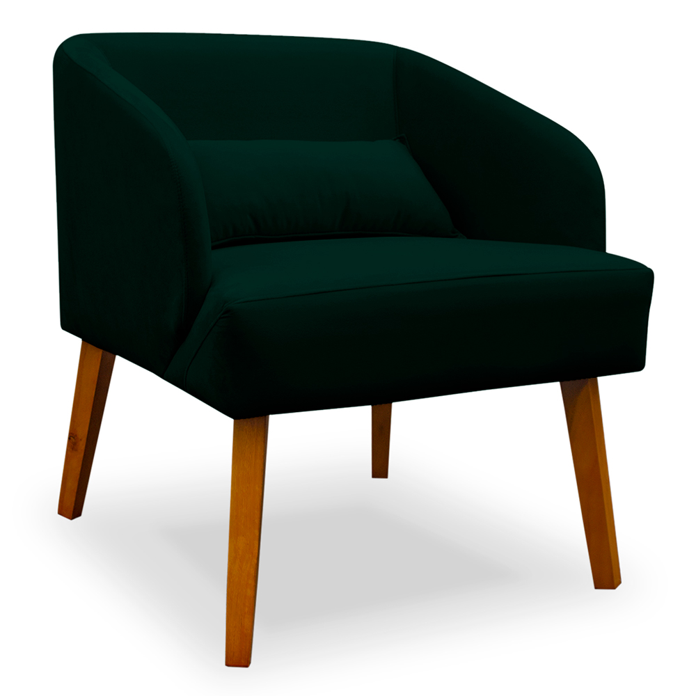 Poltrona Decorativa com Puff Virgínia Veludo Verde - Montanaris Decor