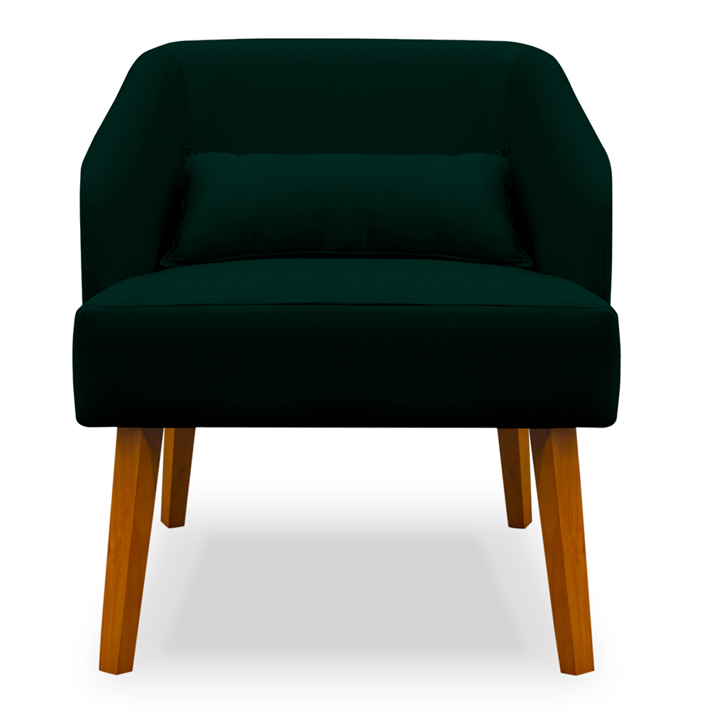 Poltrona Decorativa com Puff Virgínia Veludo Verde - Montanaris Decor