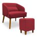 Poltrona Decorativa com Puff Virgínia Veludo Vermelho - Montanaris Decor