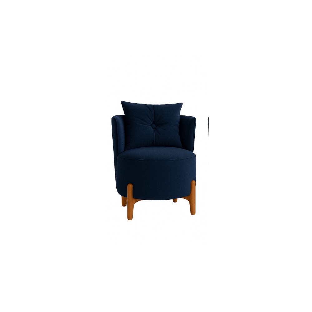 Poltrona Orgânica Curva Luna Veludo Azul Marinho - Montanaris Decor