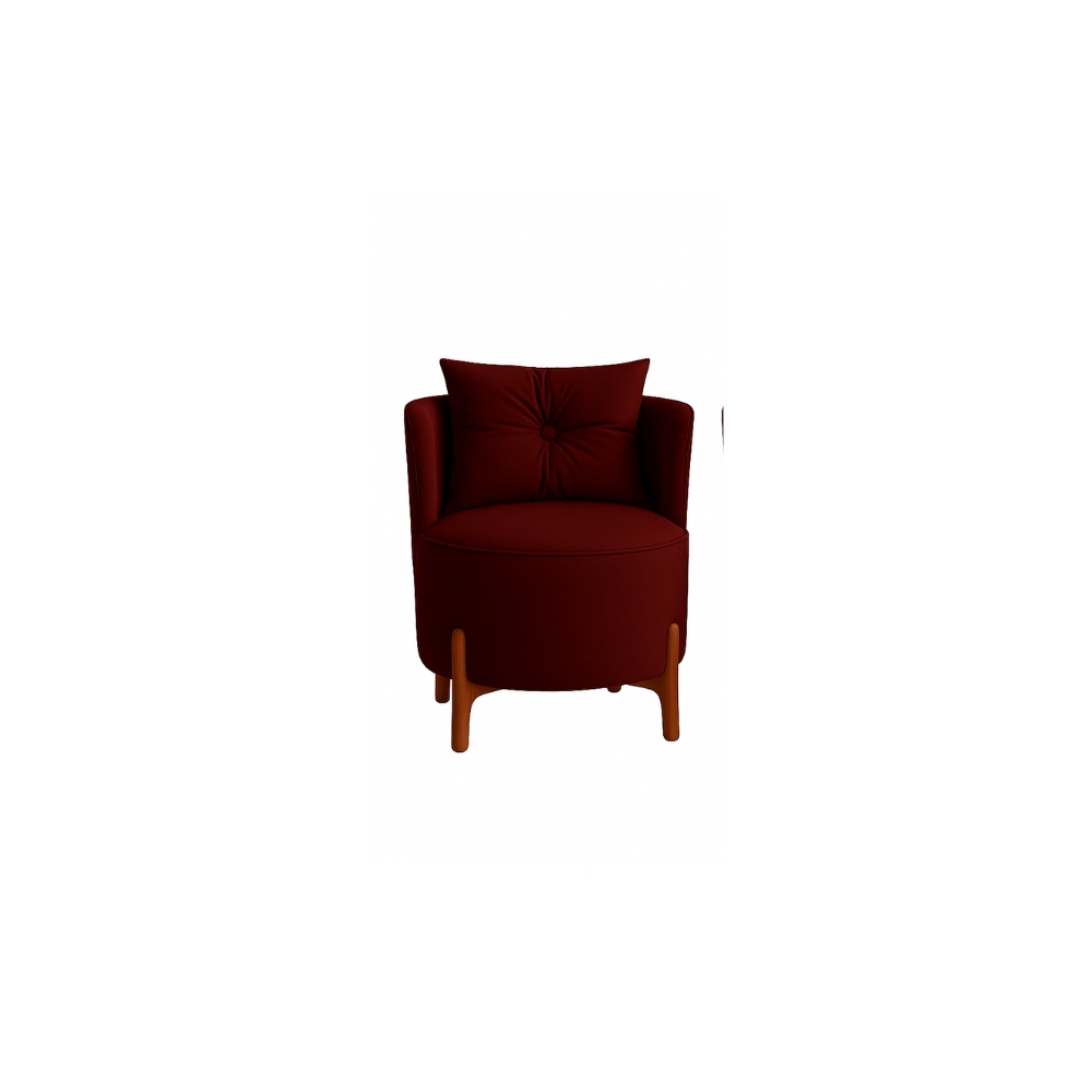 Poltrona Orgânica Curva Luna Veludo Bordô  - Montanaris Decor