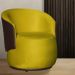 Poltrona Orgânica Decorativa Beatriz Veludo Amarelo/PU Marrom - Montanaris Decor