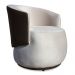 Poltrona Orgânica Decorativa Lara Veludo Bege/PU Marrom - Montanaris Decor