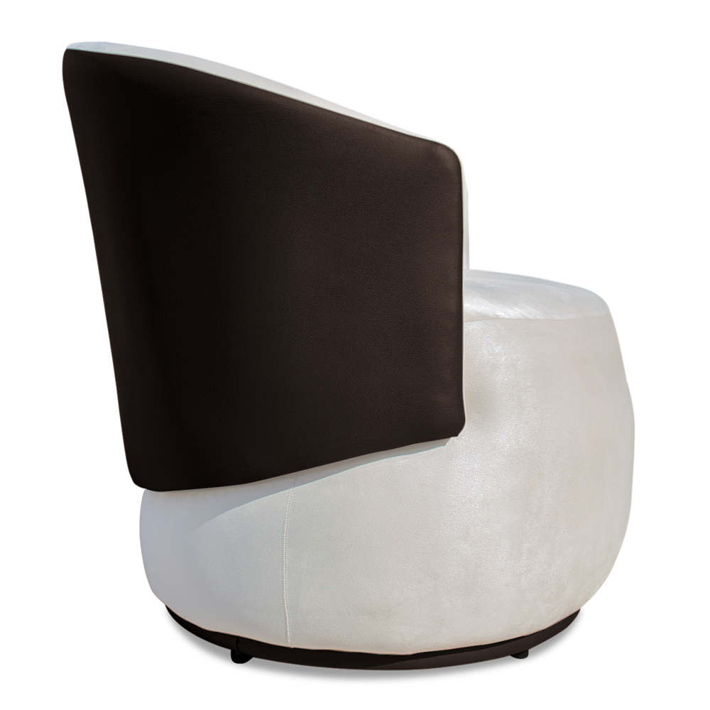 Poltrona Orgânica Decorativa Lara Veludo Bege/PU Marrom - Montanaris Decor