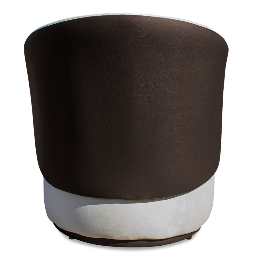 Poltrona Orgânica Decorativa Lara Veludo Bege/PU Marrom - Montanaris Decor