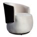 Poltrona Orgânica Decorativa Lara Veludo Bege/PU Preto - Montanaris Decor