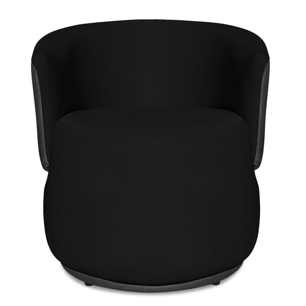 Poltrona Orgânica Decorativa Lara Veludo Preto/PU Cinza - Montanaris Decor