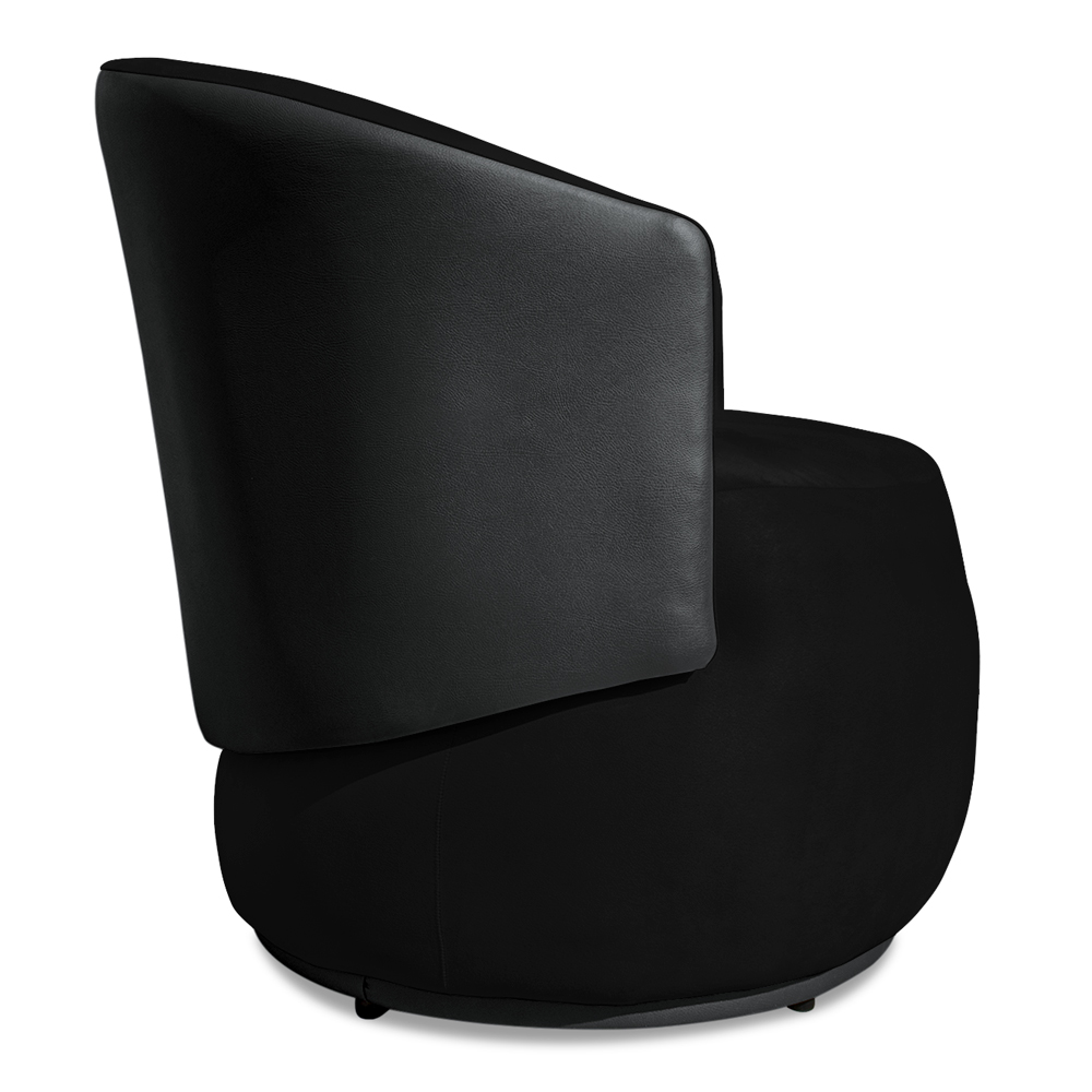 Poltrona Orgânica Decorativa Lara Veludo Preto/PU Cinza - Montanaris Decor