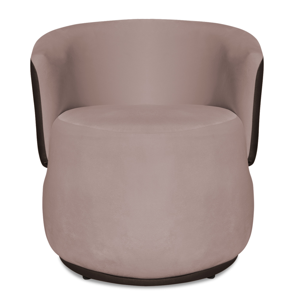Poltrona Orgânica Decorativa Lara Veludo Rosê/PU Marrom - Montanaris Decor