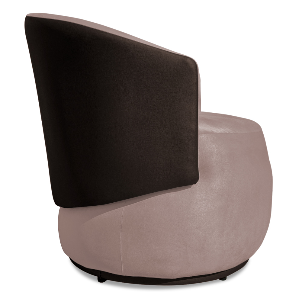 Poltrona Orgânica Decorativa Lara Veludo Rosê/PU Marrom - Montanaris Decor