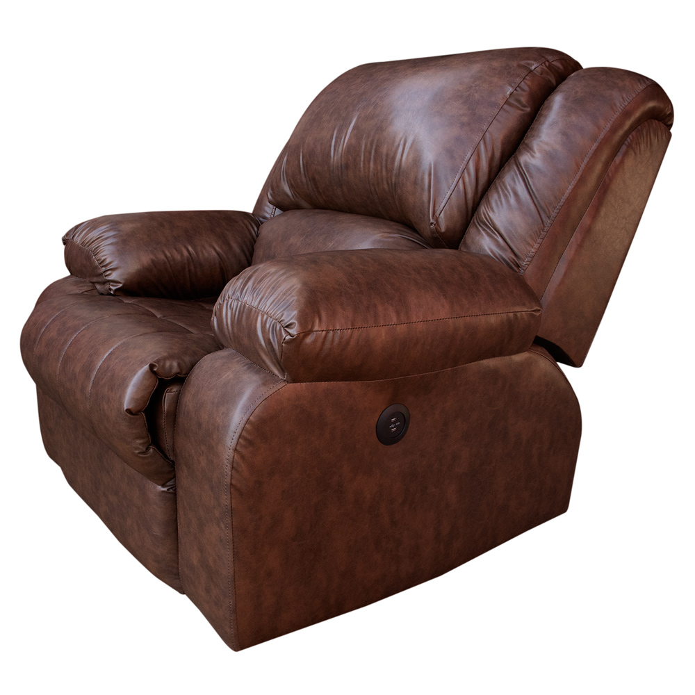 Poltrona do Papai Elétrica com Massagem e USB Chelsea Para Sala de Estar PU Marrom - Montanaris Decor