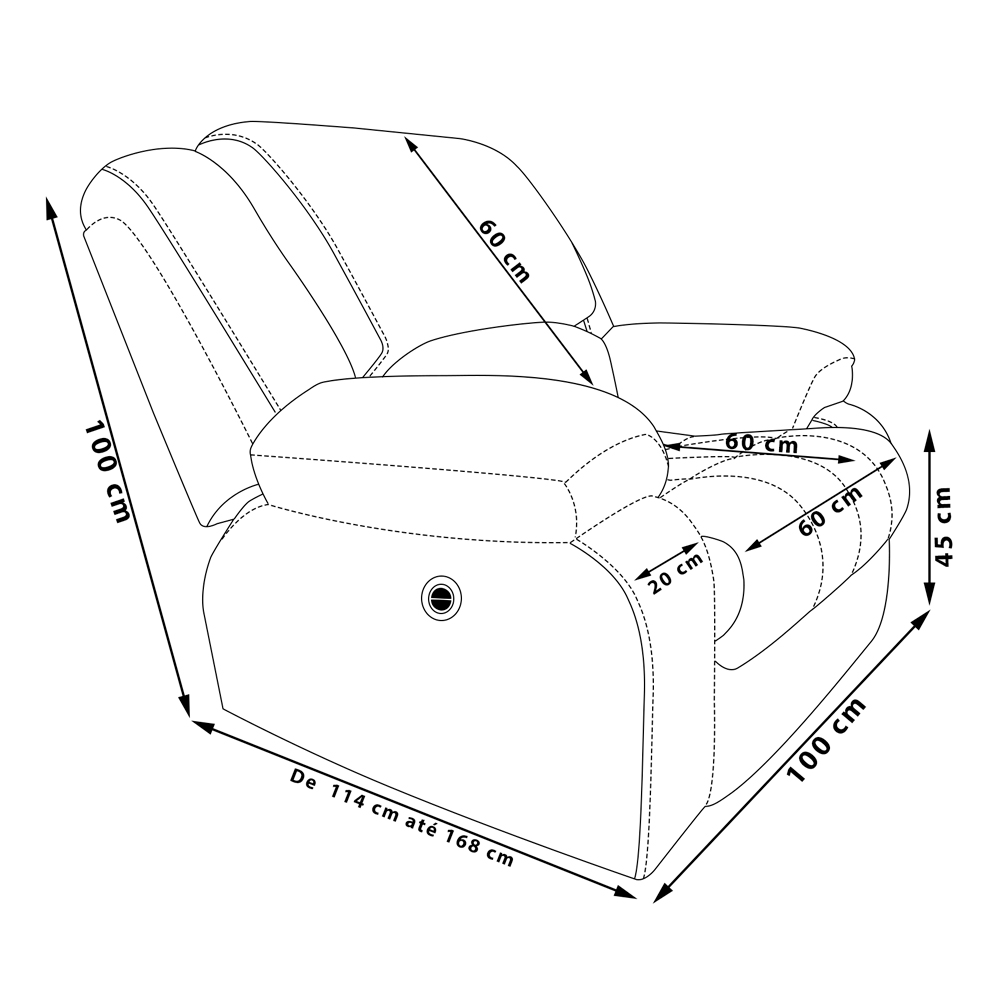 Poltrona do Papai Elétrica com Massagem e USB Chelsea Para Sala de Estar PU Marrom - Montanaris Decor