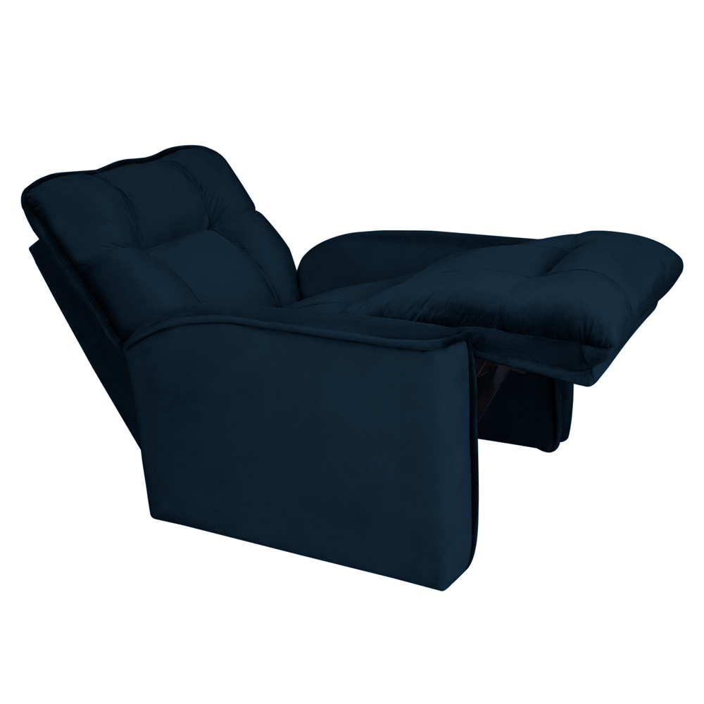 Poltrona do Papai Reclinável Manual Comfort Veludo Azul Marinho - Montanaris Decor