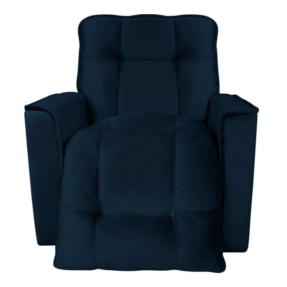 Poltrona do Papai Reclinável Manual Comfort Veludo Azul Marinho - Montanaris Decor