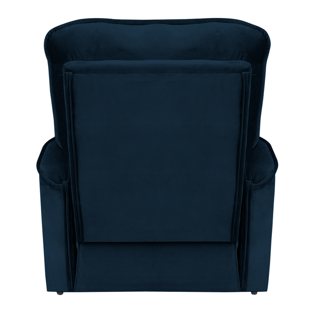 Poltrona do Papai Reclinável Manual Comfort Veludo Azul Marinho - Montanaris Decor
