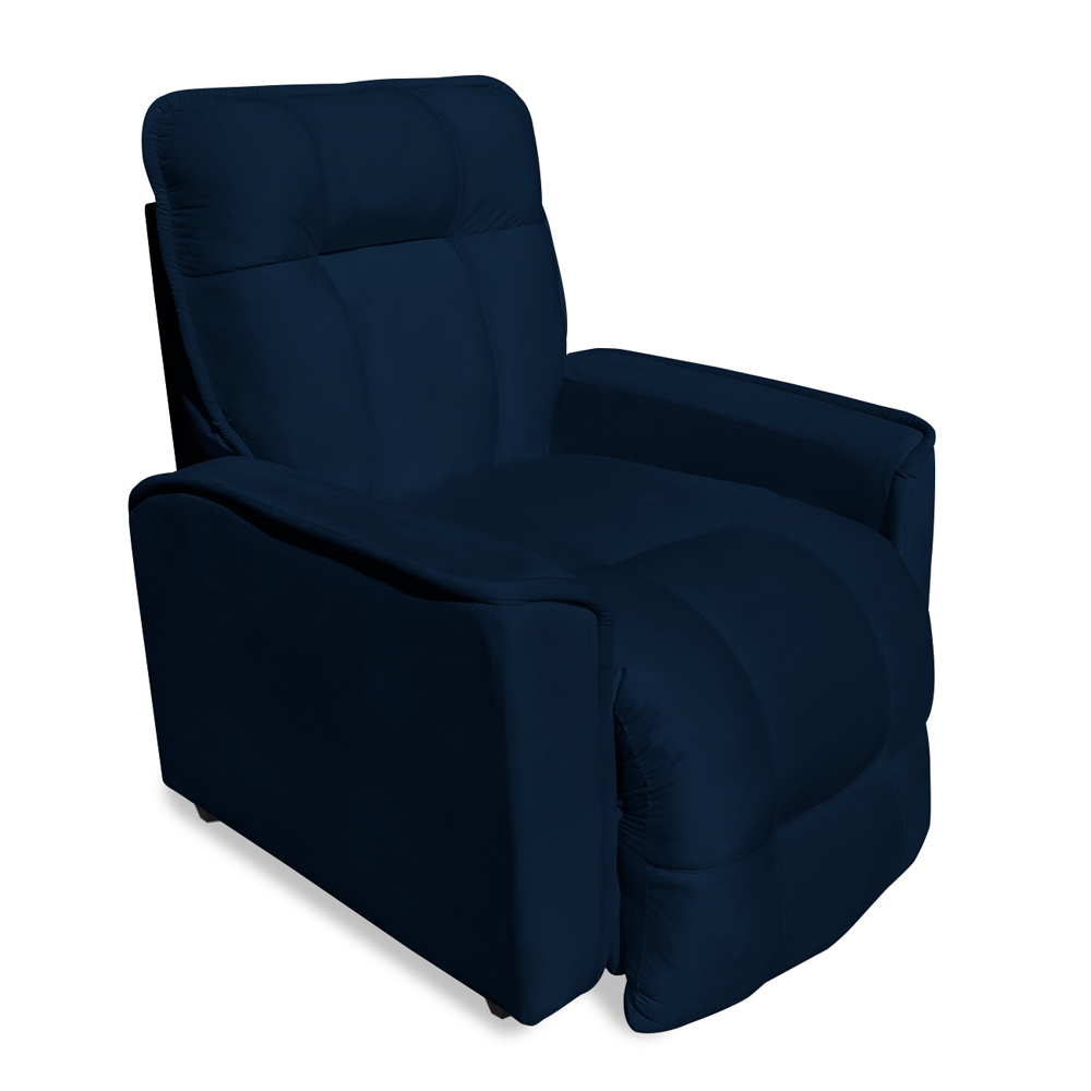 Poltrona do Papai Reclinável Manual Comfort Veludo Azul Marinho - Montanaris Decor