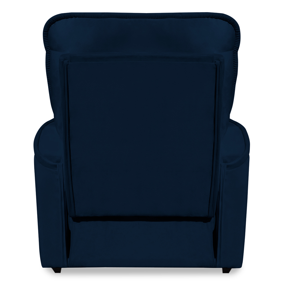 Poltrona do Papai Reclinável Manual Comfort Veludo Azul Marinho - Montanaris Decor