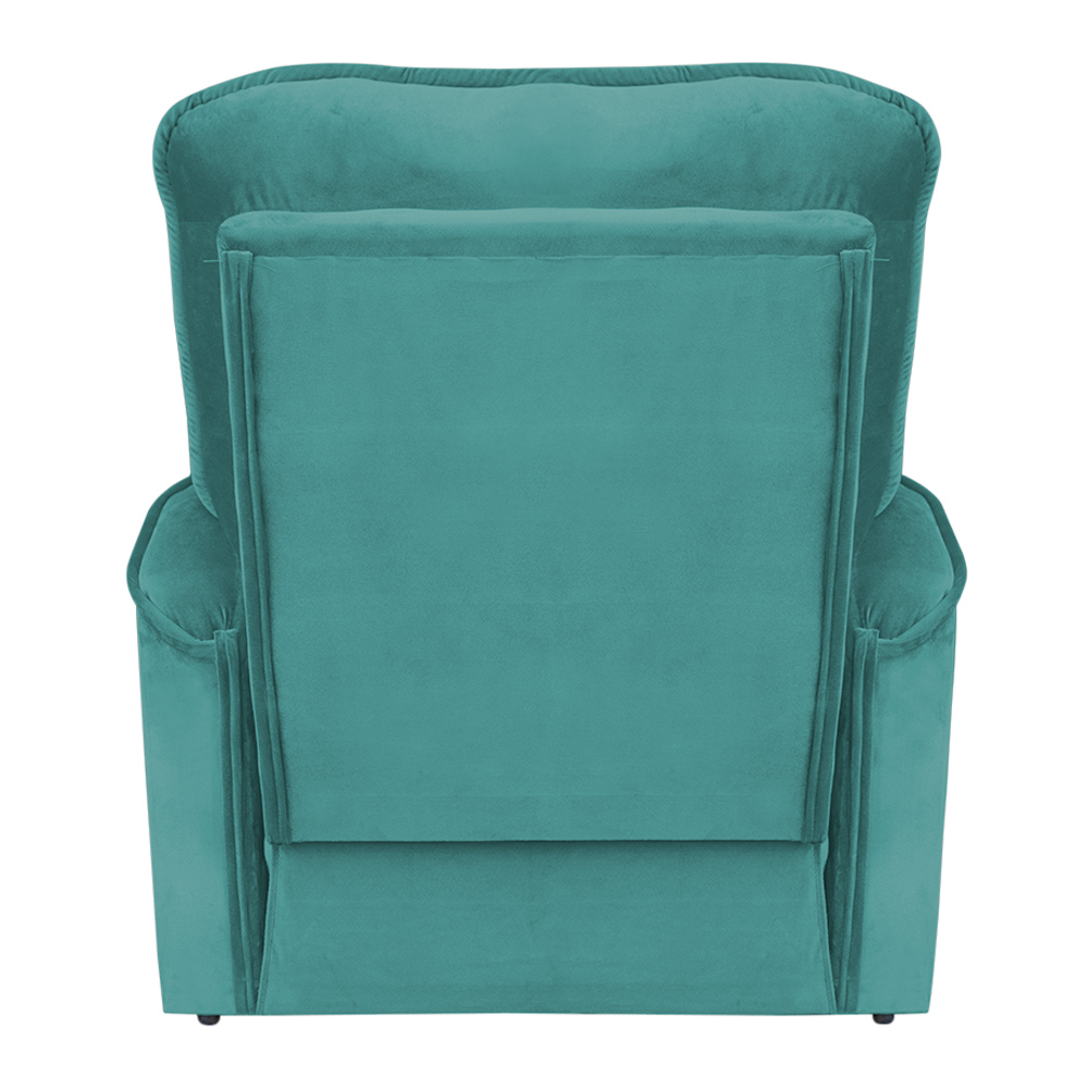 Poltrona do Papai Reclinável Manual Comfort Veludo Azul Turquesa - Montanaris Decor