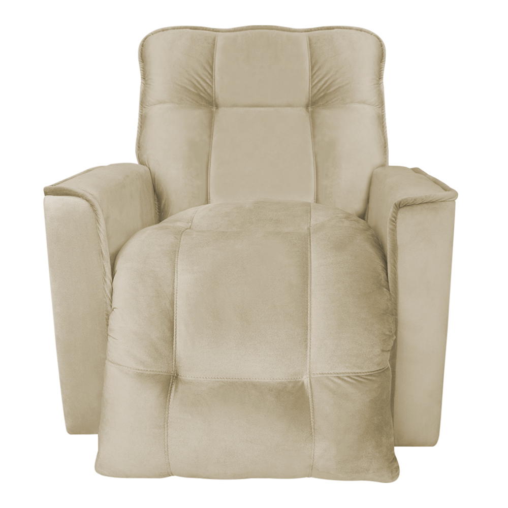 Poltrona do Papai Reclinável Manual Comfort Veludo Bege - Montanaris Decor
