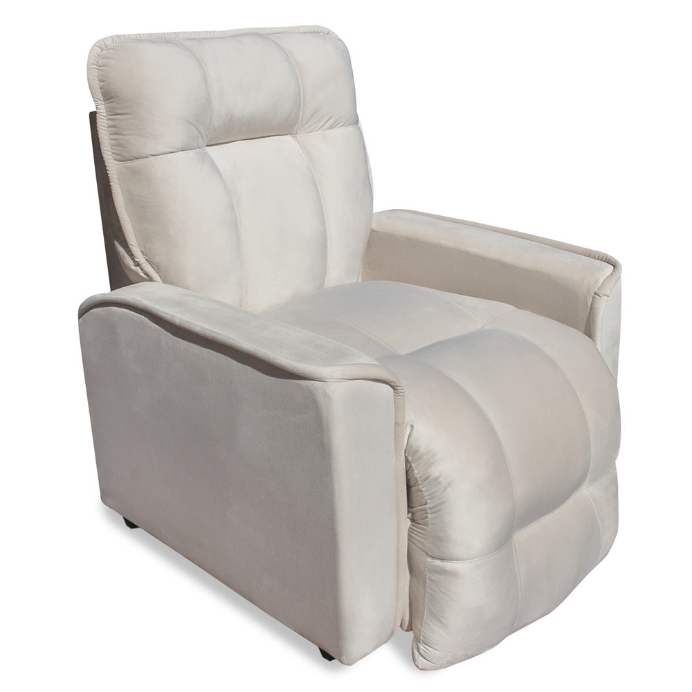 Poltrona do Papai Reclinável Manual Comfort Veludo Bege - Montanaris Decor